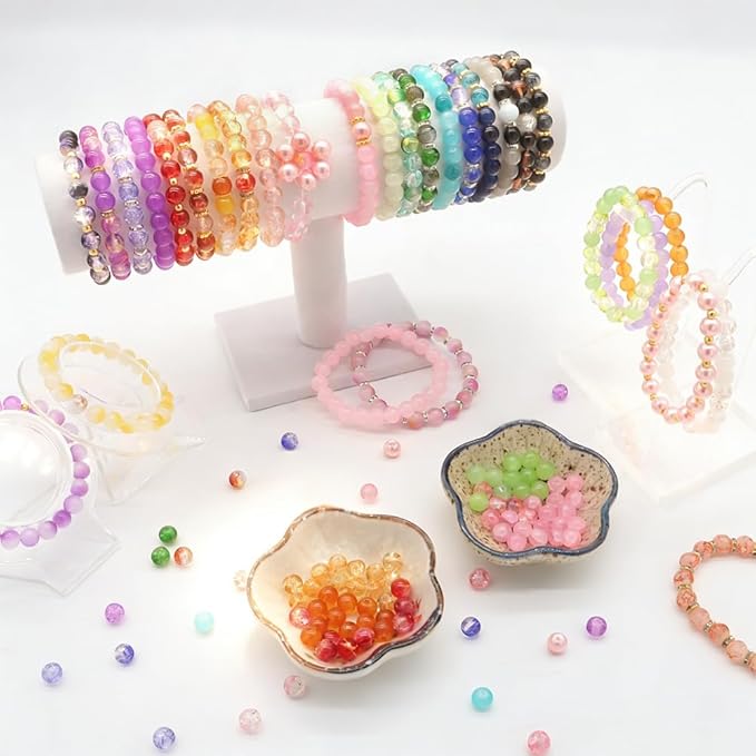 DIPSEOI 8mm Glass Beads for Bracelet Kit - 3000 Pcs Jewelry Making Kits Bead DIY with Spacer Charms (Multicolor 6 Boxes)