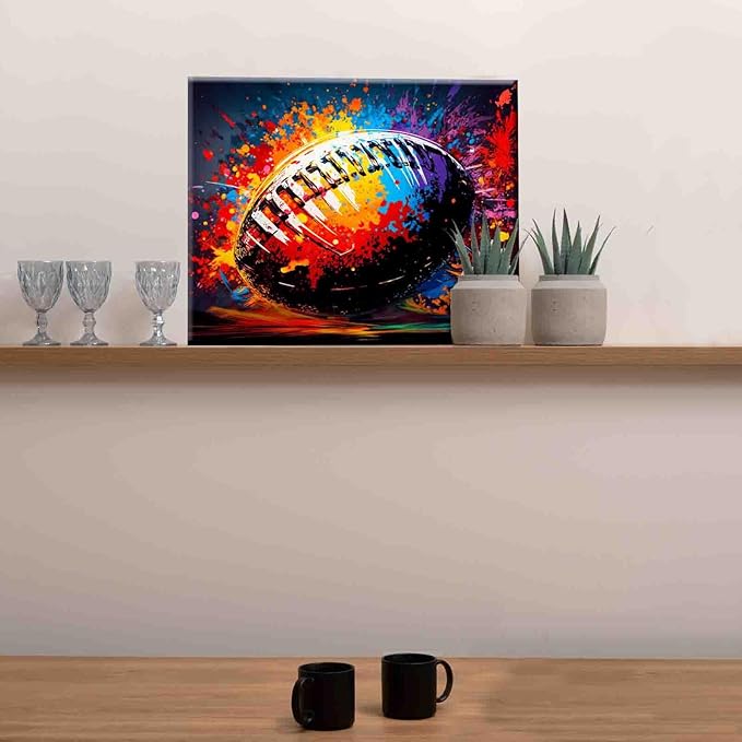 DIY Paint by Numbers for Adults & Kids,Colorful Rugby Paint by Numbers DIY Painting Acrylic Paint by Numbers Painting Kit Home Wall Living Room Bedroom Decoration,16 x 20Inches DIY Frame