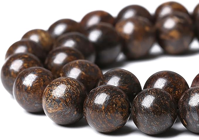 90pcs 8mm Natural Stone Beads Brown Bronzite Gemstone Round Loose Beads for Jewelry Making DIY Bracelet Necklace 32" 2 Strands