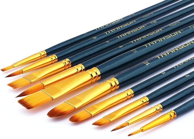 Transon 20pcs Bulk Artist Painting Brush Set for Acrylic Watercolor Gouache Hobby Craft Face Rock Painting