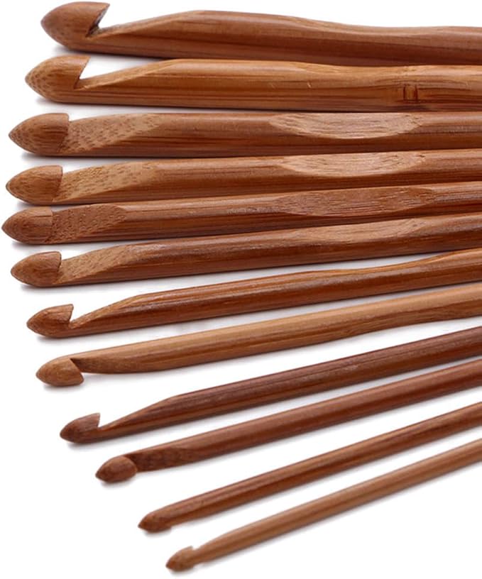 12PCS Carbonized Bamboo Knitting Needles Set 5.9 Inch Single Point Bamboo Crochet Hooks Kit 12 Size Wooden Knitting Needles for Handmade DIY Making Sweater Yarn Projects(3 to 10mm)