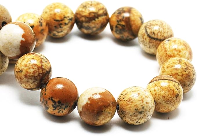 Natural Stone Beads for Jewelry Making - 10mm Gemstone Round Beads for Bracelets(35-38pcs, Picture Jasper)