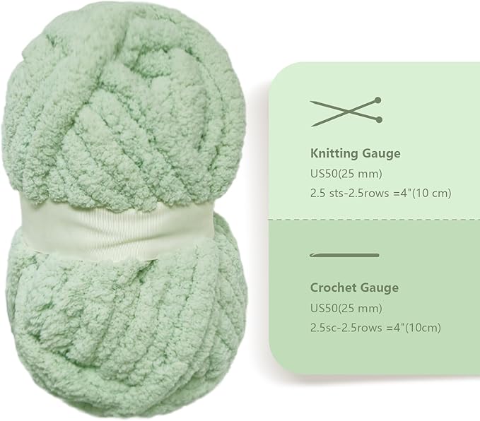 Grey Green Chunky Chenille Yarn for Crocheting Bulky Thick Fluffy Yarn for Knitting,Super Bulky Hand Blanket, Soft Plush Yarn Crochet Carpet/Scarf/Cushion/ 8 Jumbo Pack(63.76oz/197.68yd