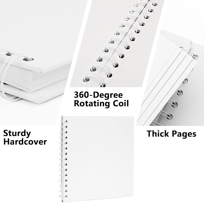 10X10 Inch DIY Scrapbook Photo Album, Kraft Blank Paper Scrap Book 40 Pages Memory Book for Wedding Family, White