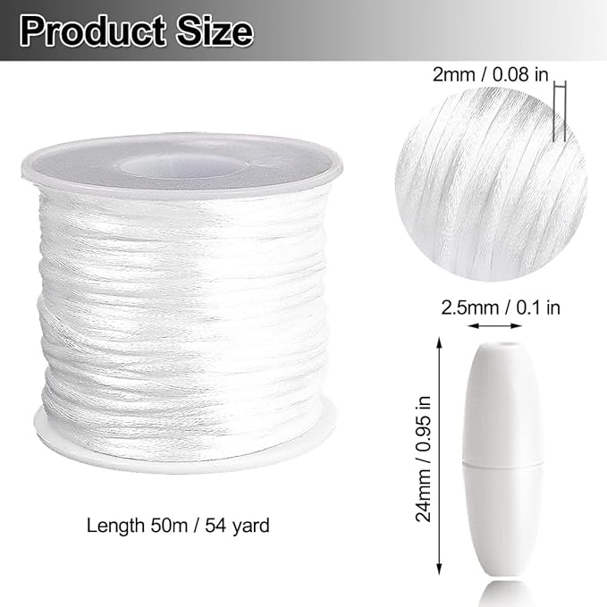Ewparts Breakaway Clasp with Lanyard String 30 Pairs Safety Break Away Clasps Bead Barrel Connectors with 50m White Nylon String 2mm Nylon Cord for Bracelets,Necklace,Jewellry Making Craft String Kit