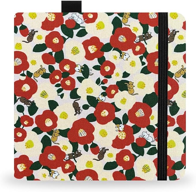 Square 5.1X5.1 300gsm Watercolor Journal Hardbound 40pgs（20 Sheets Front Back 2 Textures） Travel Size for Calligrapher Colored Pencil Sketch Handmade Cloth Cover Notebook Beige Flower Kitten