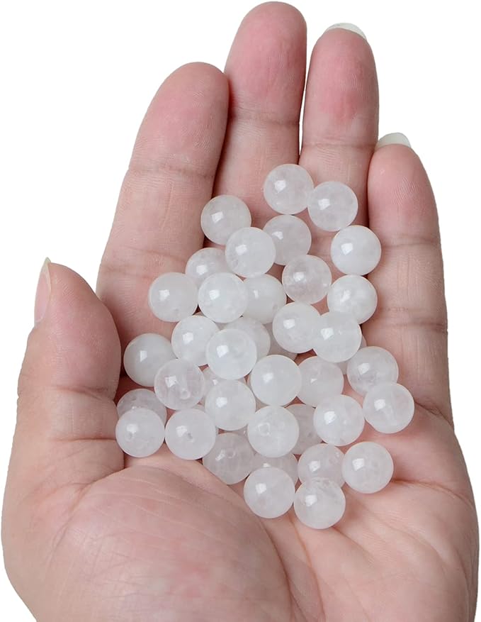 bymitel 10mm natural white jade round beads gemstones genuine with 90pcs diy jewelry making unisex (10mm 90pcs, white jade)