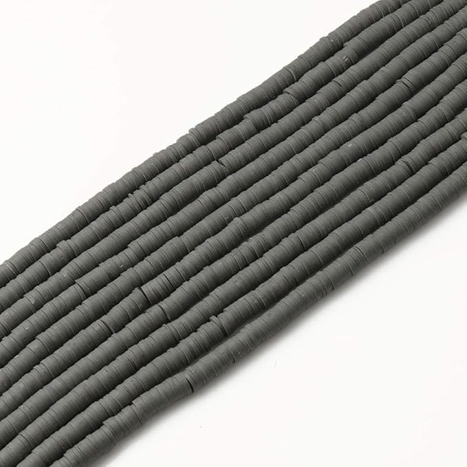 3600 pcs Gray Clay Beads for Bracelets Making, 10 Strands Flat Round Polymer Clay Disc 6mm Spacer Heishi Beads for Jewelry Making Earring Necklace