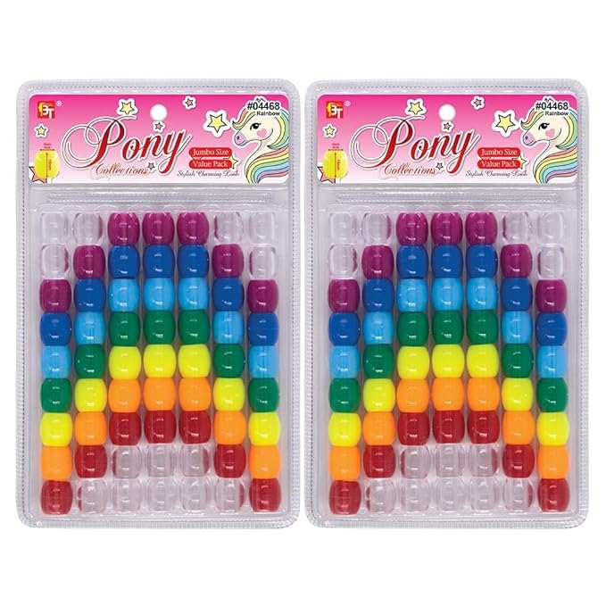 126 Pcs Beads Jewelry Making Kit DIY Hair Braiding Bracelet Ornaments Crafts Jumbo Round Pony (Rainbow)