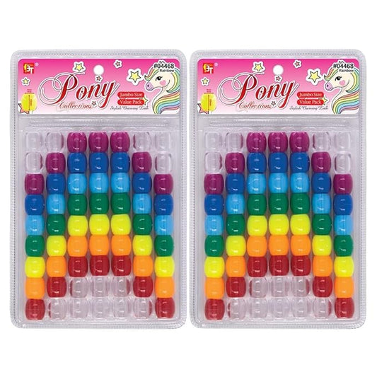 126 Pcs Beads Jewelry Making Kit DIY Hair Braiding Bracelet Ornaments Crafts Jumbo Round Pony (Rainbow)
