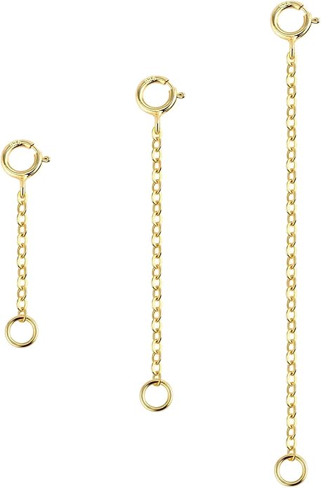 3 Pcs 925 Sterling Silver Necklace Extenders for Women Durable Strong Removable Necklace Bracelet Anklet Extension Jewelry Making Chains