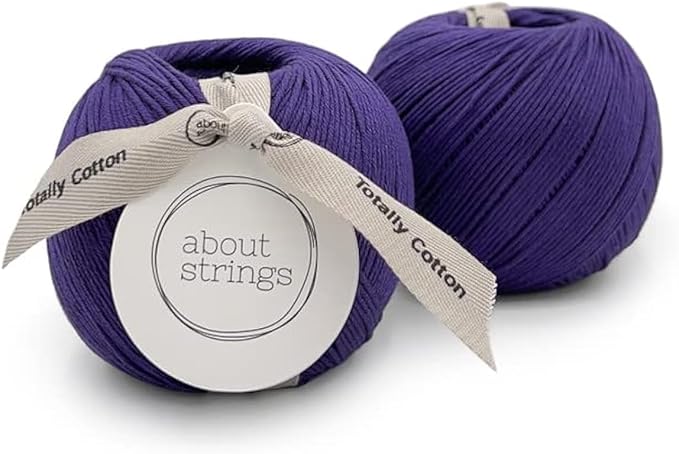 About Strings Totally Cotton Yarn - GOTS Certified Organic DK Weight - Luxuriously Soft, No Splitting - Perfect for Baby, Amigurumi, Knitting & Crochet - (200g/468 Yards) 100g/Ball (Amethyst)