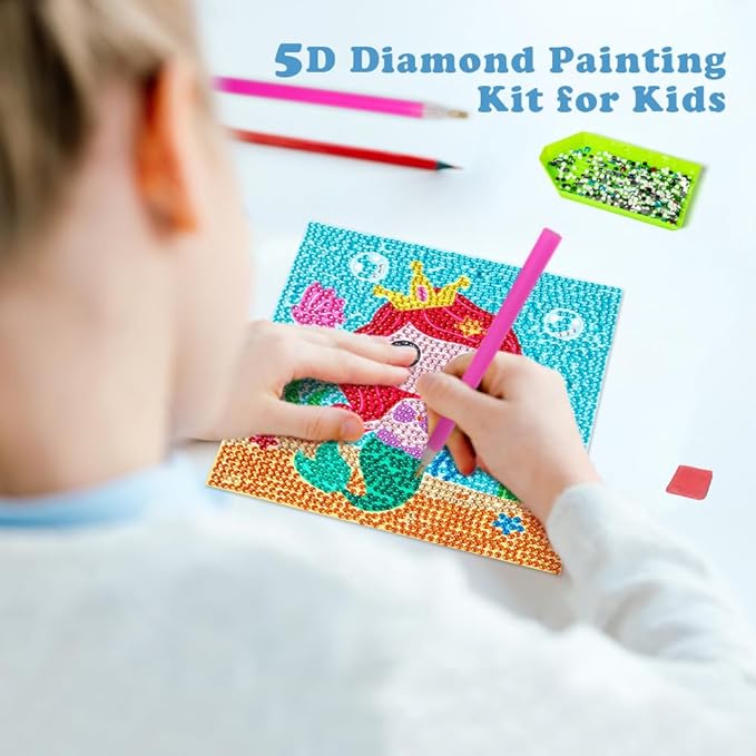 Labeol Diamond Art Kits for Kids Crafts for Girls Ages 6-8-10-12 Easy to DIY Creative Diamond Art Sticker Craft by Numbers Kits for Kids and Adult Beginners (Sweet)