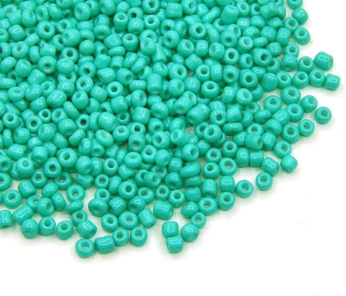 Perlin Glass Seed Beads 2mm 11/0 Round Mini Small Pony Beads 6500pcs for Making Earrings Bracelets Pendants Waist Jewelry DIY Handmade Opaque Color Kit (Turquoise)