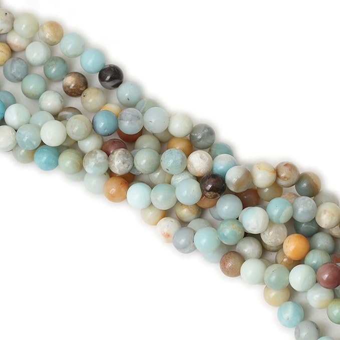 cheavian 35pcs 10mm natural mix color amazonite gemstone round loose beads stone beads for jewelry making diy 1 strand 15"
