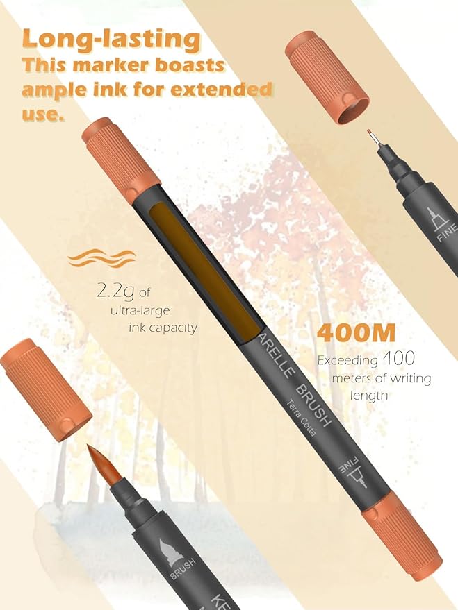 Markers for Adult Coloring Books: 36 Color Dual Tip Fine & Brush Pens Water-Based Coloring Marker for Adults Drawing Sketching Bullet Journal Writing Lettering No bleeding