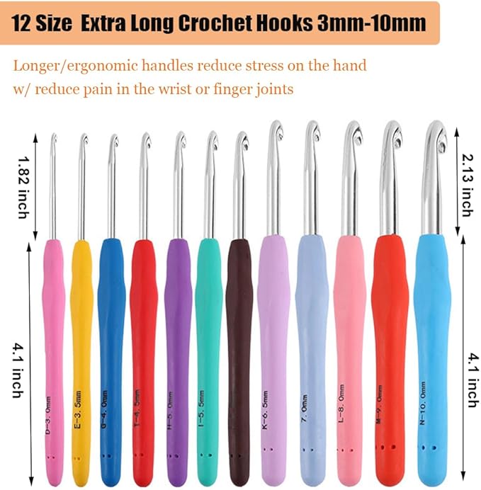 Mdoker 21 Sizes Crochet Hooks Set,Ergonomic Crochet Hook with Case for Arthritic Hands,Complete Crochet Set for Beginners & Crochet Lovers(0.8mm-10mm)