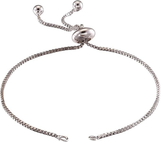 FASHEWELRY 20 Strands Adjustable Brass Bracelet Slider Extender Chains with Rhinestone Ends 8-5/8"(22cm) Real Rose Platinum Plated for DIY Jewelry Making