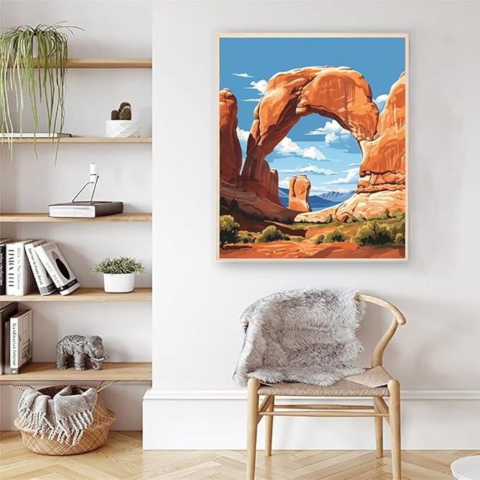 Artunion Arches National Park Paint by Numbers Kit for Adults, Nature Landscape Paint by Number Kits,DIY Oil Painting Paint by Number Kits on Canvas Arts Craft for Home Wall Decor 16x20 Inch