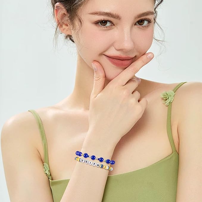 Spritewelry Friendship Bracelet Making Kit with Glass Seed Beads 8mm Blue Clay Beads Bracelet Making Kit for Adults Letter Bead for Jewelry Making DIY Crafts Gift Supplies 1 Bag