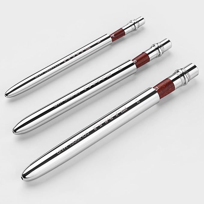 Squirrel Hair Travel Watercolor Brushes, Fuumuui 3pcs Natural Soft Squirrel Mop Round Fine Tip Quill Watercolor Travel Brushes with Leather Pouch for Watercolor Gouache Ink Painting