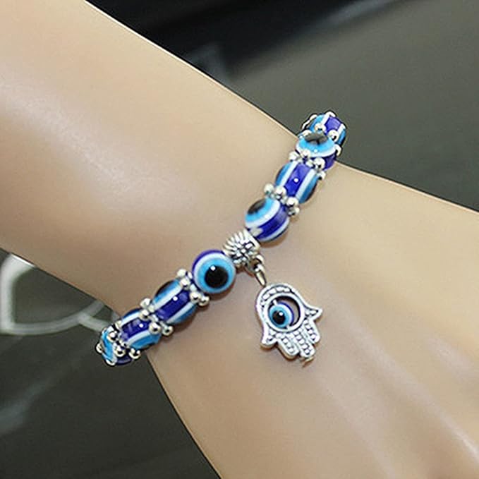 Xeahung 200 Pcs Round Evil Eye Beads for Jewelry Making Bracelets Making Kit Evil Eye Beads Earrings Necklace Christmas Ornament Birthday Gifts (8mm, Mixed Color)