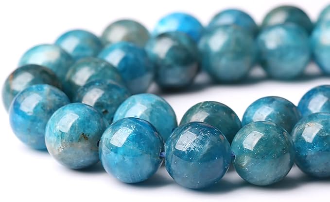 38PCS 10mm AAA Natural Blue Apatite Stone Beads Gemstone Round Loose Spacer Beads for Jewelry Making DIY Bracelet Necklace 15"
