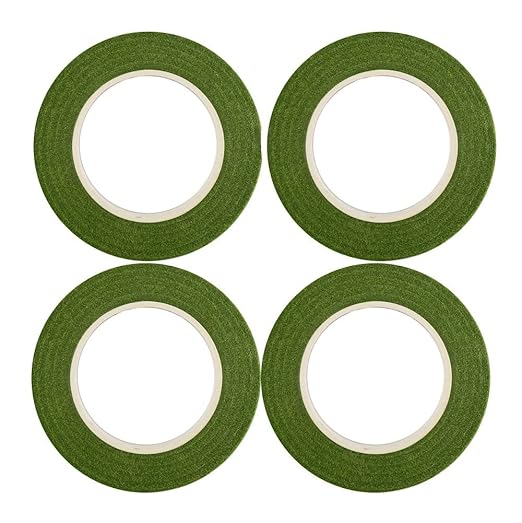 DECORA 1/2" Wide 4 Rolls Green Floral Stem Wrap Tapes for Bouquets and Brooch