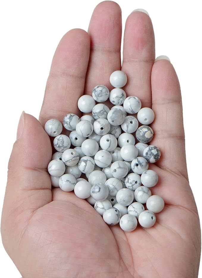 bymitel 8mm natural howlite round beads gemstones genuine with 140pcs diy jewelry making unisex (8mm 140pcs, howlite)