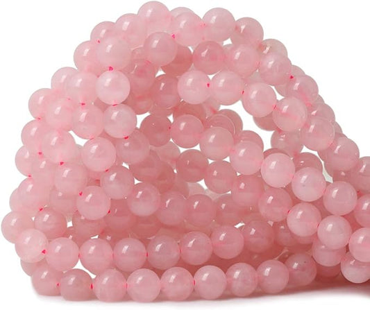cheavian 45pcs 8mm natural rose quartz gemstone round loose bead pink crystal for jewelry making 1 strand 15"