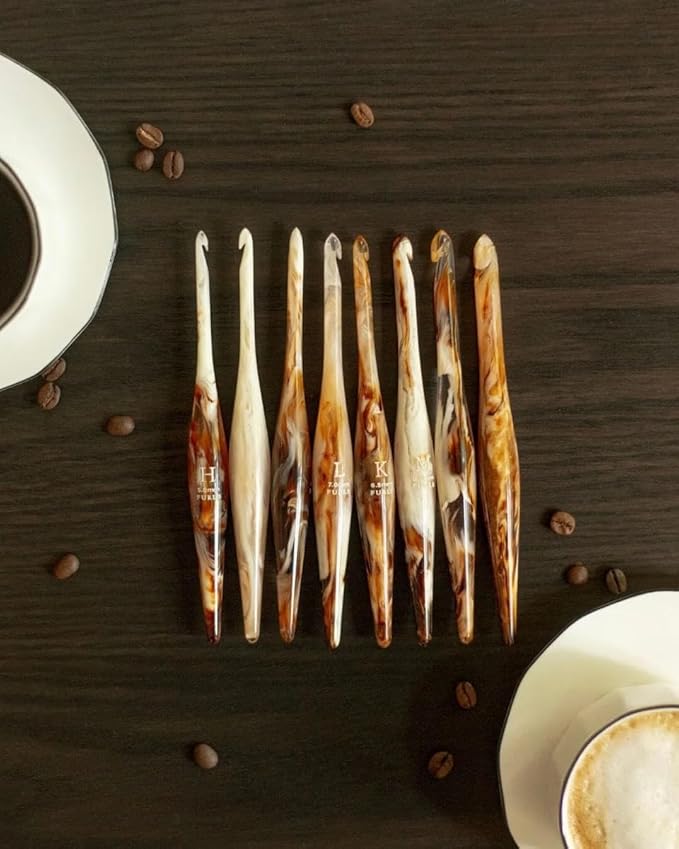 Furls Crochet Hook, Limited Edition Streamline Resin, Ergonomic Handle Crochet Hooks 7" (Latte, J - 6.00MM)