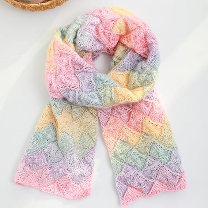 Crocheting Knitting-Gradient Cake Yarn, Soft Multicolor Medium-Fine Blended Yarn, Weight 100 Grams, Contains 60% Cotton 30% Acrylic 10% Wool. Suitable for Scarf, Gloves, Shawl, Blanket.(1171)