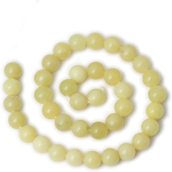 cheavian 35pcs 10mm natural yellow lemon jade gemstone round loose beads for jewelry making diy findings 1 strand 15"