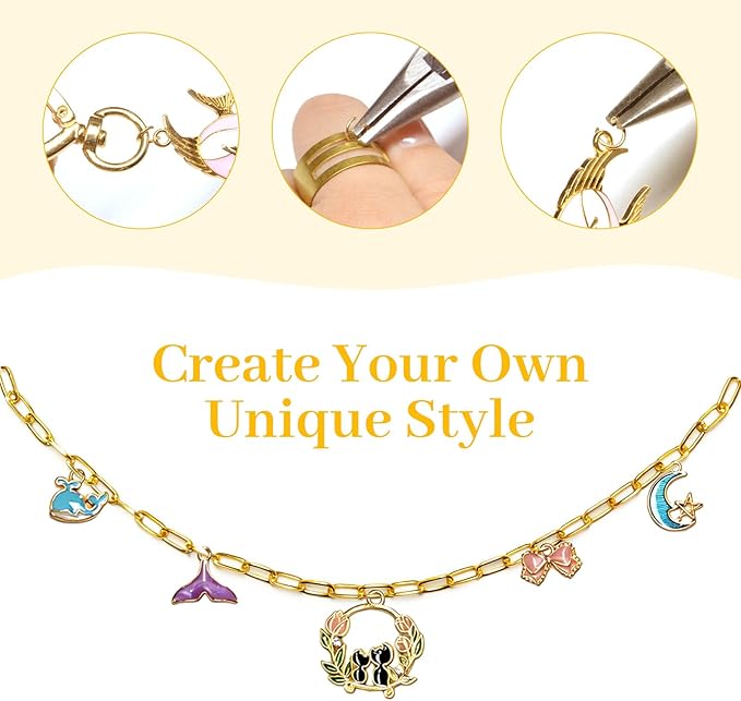 18K Gold Silver Necklace Chains for Jewelry Making Kit - 20FT 4 Rolls DIY Bracelet Chains with Mixed Color Charms, Jump Rings, Lobster Clasps, Pliers and Accessories for DIY Jewelry Crafting Gifts