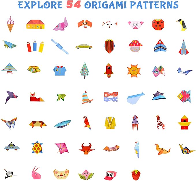 Origami Kit for Kids Ages 5-16, 116 pages with 54 Patterns & Instruction Book | Origami Paper Kit for Beginners & Advanced | Arts & Crafts Toys for Girls & Boys Ages 8-12 | Birthday & Christmas Gifts