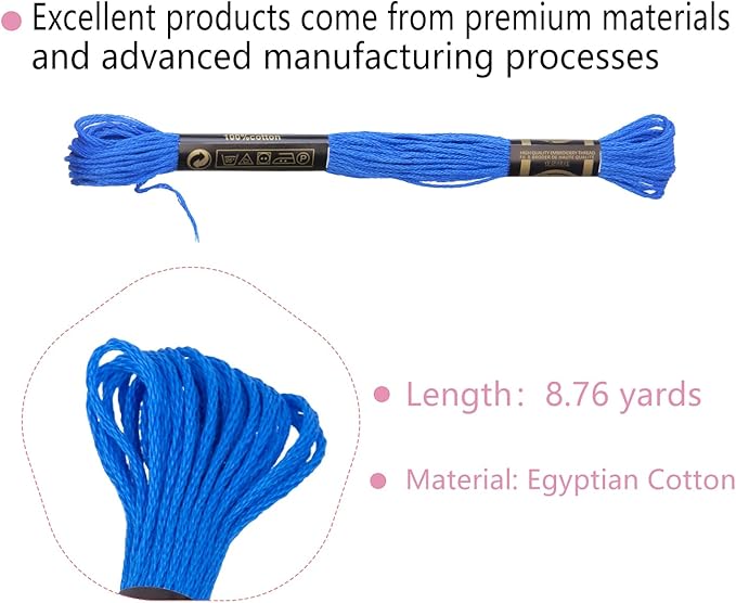 12 Skeins Embroidery Cotton Floss is 100% Egyptian Long Fiber Cotton of 8.75yds Each Cotton Cross Stitch Thread for Hand Embroidery DIY Creation and Friendship Bracelet String (12, Brown)