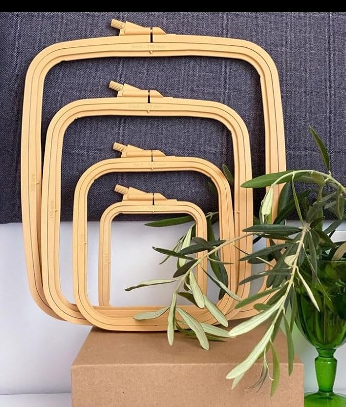 nurge square embroidery hoop - plastic cross stitch frame for needlepoint & embroidery - adjustable craft hoop - beige - no:2 (small)