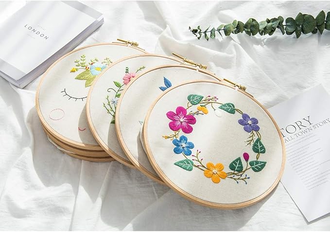 2 pack 7 inch embroidery hoop, guofa 18cm beech wood cross stitch hoops, decorative hanging embroidery frame for needlepoint sewing project