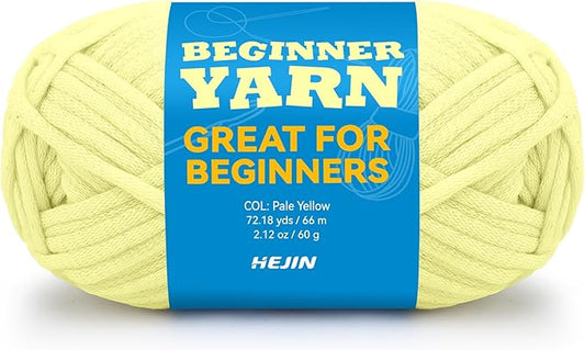 60g Pink Yellow Yarn for Crocheting and Knitting;66m (72yds) Cotton Yarn for Beginners with Easy-to-See Stitches;Worsted-Weight Medium #4;Cotton-Nylon Blend Yarn for Beginners Crochet Kit Making