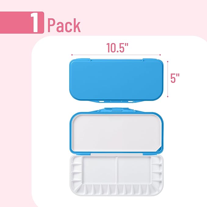 Mr. Pen- Airtight Watercolor Palette with Lid, Blue, 18 Wells and 2 Mixing Areas, Empty Watercolor Palette, Paint Pallet with Lid, Folding Paint Tray