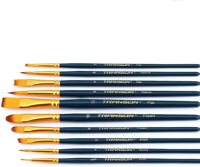 Transon 20pcs Bulk Artist Painting Brush Set for Acrylic Watercolor Gouache Hobby Craft Face Rock Painting