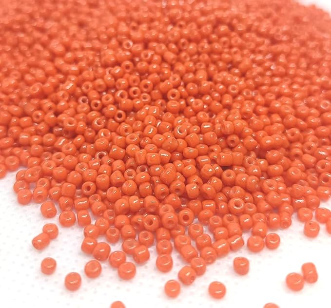 Perlin Glass Seed Beads 2mm 11/0 Round Mini Small Pony Beads 6500pcs for Making Earrings Bracelets Pendants Waist Jewelry DIY Handmade Opaque Color Kit (Orange)