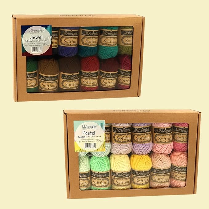 Scheepjes Softfun Color Pack, 12 x 20 g (0.71 oz) – Summer Party, Cotton/Acrylic Blend for Crochet and Knitting