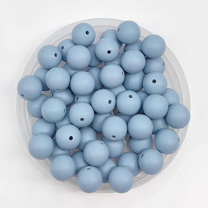 60Pcs 15mm Round Rubber Silicone Bead Bulk Loose Beads Gorgeous Making Kit for Keychain Tassels Necklace Bracelet Jewelry DIY Crafts Making