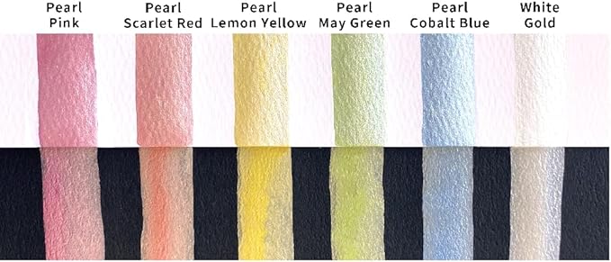 Kuretake GANSAI TAMBI PEARL COLORS, 6 colors set, Watercolor paint for Professional, for artists and crafters,Illustrations, Drawing, Lettering, Made in Japan