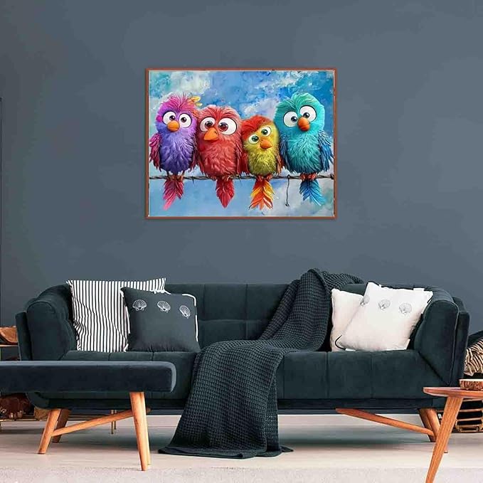 bird cross stitch kits for adults beginner,counted cross stitch kits printed stitching cute patterns dimensions needlepoint art crafts embroidery kits for adults beginners (15.7x11.8 inch)