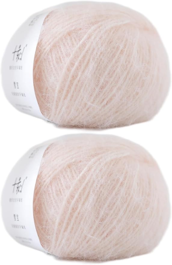 Snowbaby Wool Acrylic Blend Long Pile Yarn,(Worsted) Warm and Luxurious Fuzzy yarn for knitting and crocheting DIY Hats Scarves Sweaters, 2 * 3.52oz/100g 207yds(08-Milk Tea White)