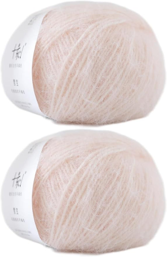 Snowbaby Wool Acrylic Blend Long Pile Yarn,(Worsted) Warm and Luxurious Fuzzy yarn for knitting and crocheting DIY Hats Scarves Sweaters, 2 * 3.52oz/100g 207yds(08-Milk Tea White)