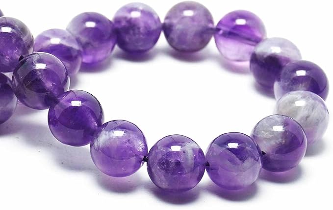Natural Gemstone Beads for Jewelry Making - 10mm Stone Round Craft Beads for Bracelets(35-38pcs, Fantasy Amethyst Beads)