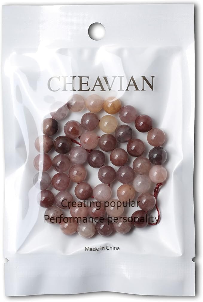 cheavian 45pcs 8mm natural pruple berry quartzite crystal round loose beads for jewelry making 1 strand 15"